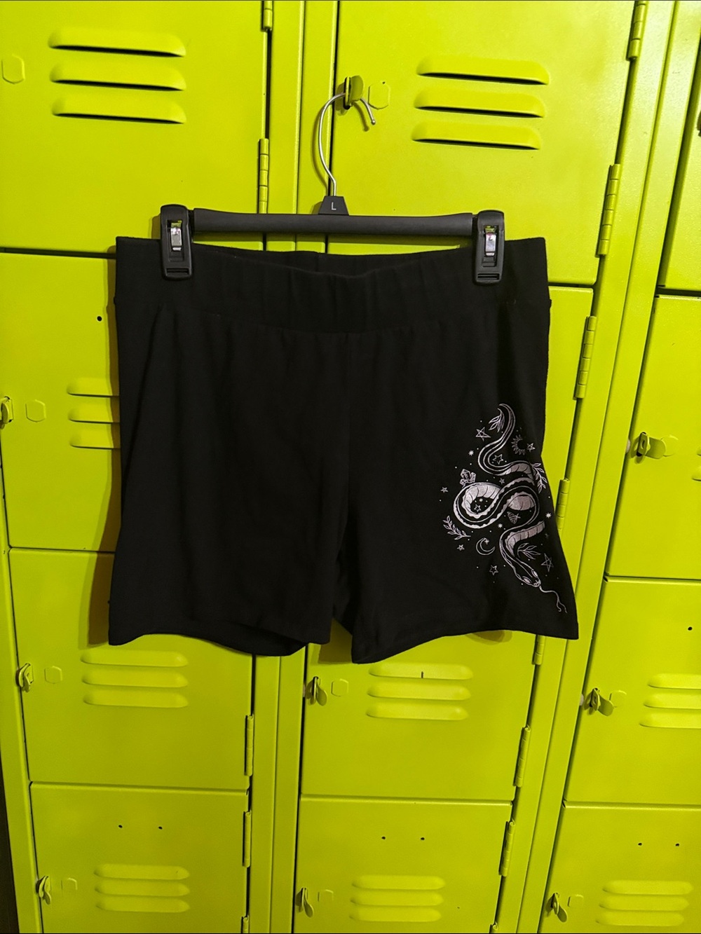 torrid Black Athletic Shorts with Silver Snake Graphic